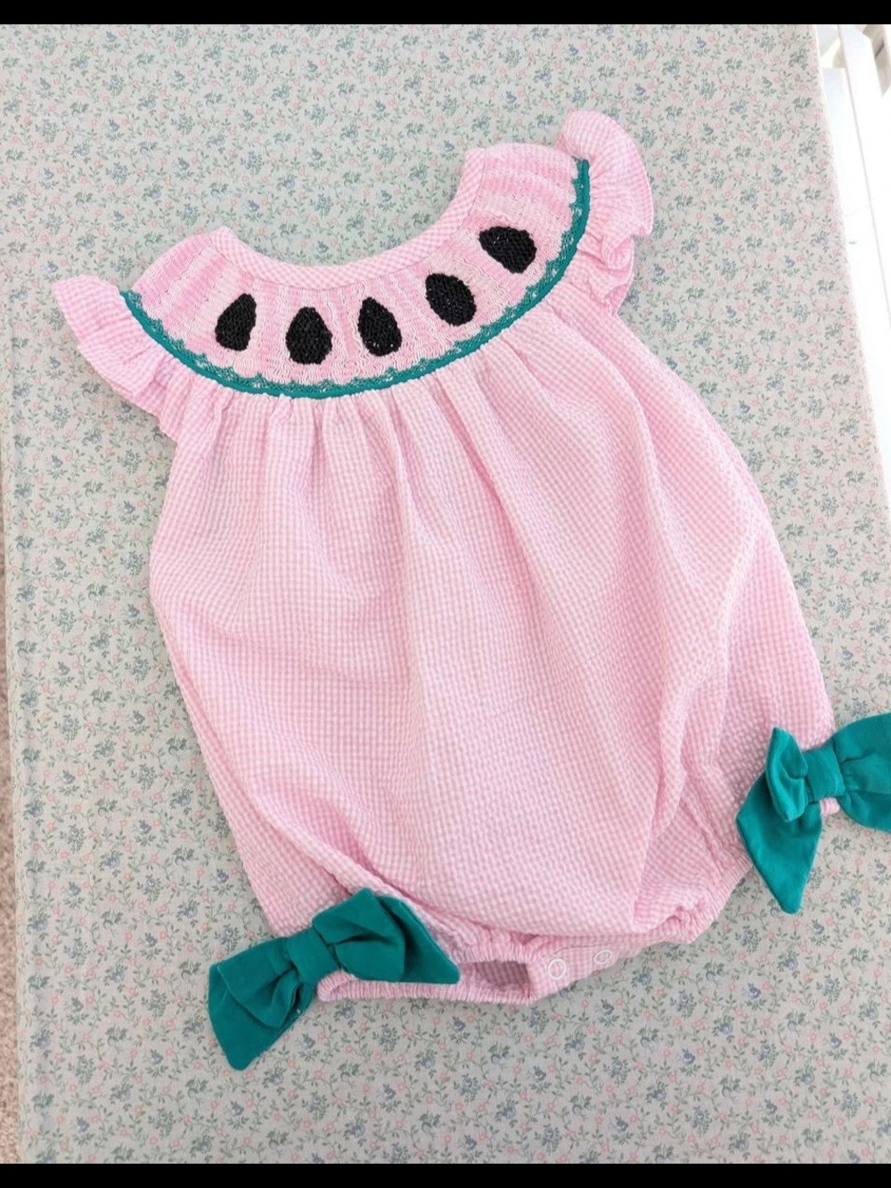 6 Mos Smocked Watermelon Bubble